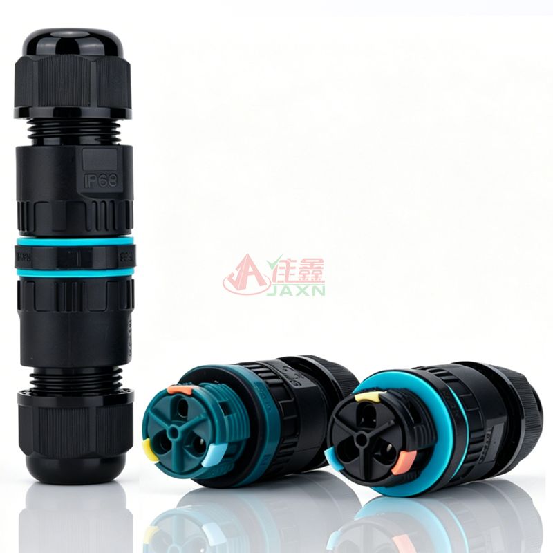 Jaxn佳鑫C-M20-10圆形快卡蓝色垫片防水连接器3芯