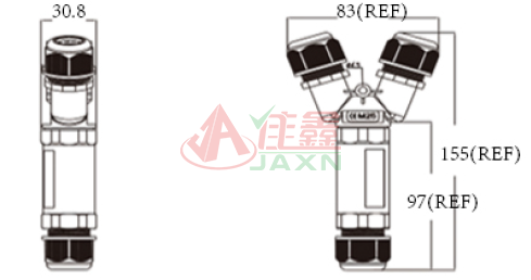 Jaxn佳鑫C-M25Y三通防水连接器3芯(图1) image.png