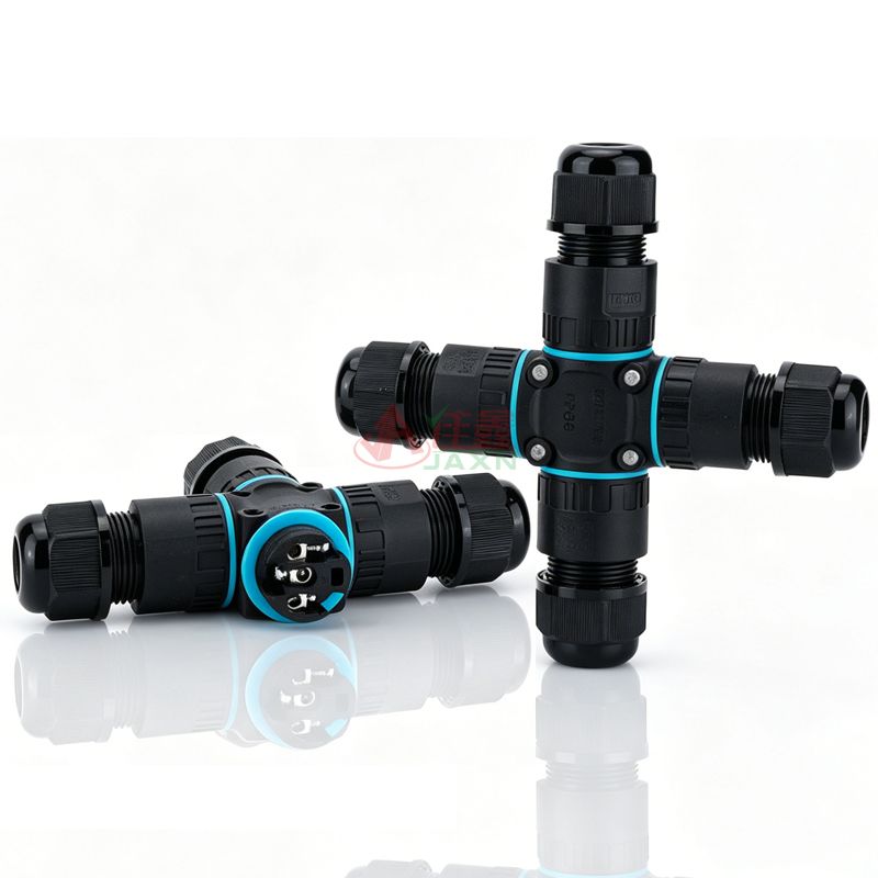 Jaxn佳鑫C-M20X四通蓝色垫片防水连接器3芯