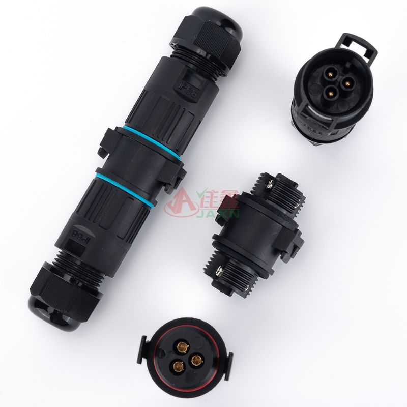 Jaxn佳鑫C-M19快插蓝色垫片防水连接器3芯